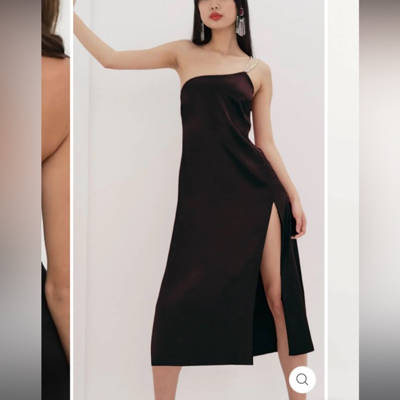 For Love and Lemons NEW Elora Midi Rhinestone Strappy Backless Dress M - Picture 6 of 6